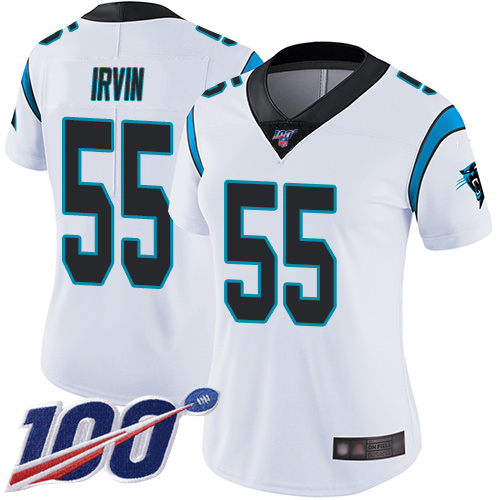 Carolina Panthers Limited White Women Bruce Irvin Road Jersey NFL Football #55 100th Season Vapor Untouchable